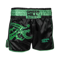 Шорты для тайского бокса Green Hill Garuda TBSG-6621, черно-зеленые