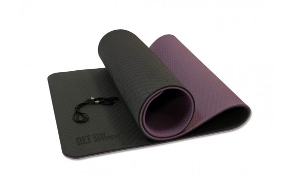 Коврик для йоги 10 мм двухслойный TPE черно-фиолетовый Original Fit.Tools FT-YGM10-TPE-BPP 600_380