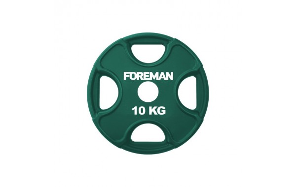 Диск олимпийский обрезиненный Foreman PRR, 10 кг PRR-10KG Зеленый 600_380