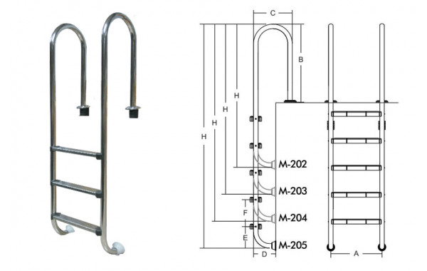Лестница для бассейнов серии M M202 ПТК Спорт 021-0539 600_380