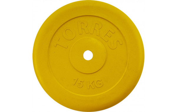 Диск обрезиненный Torres 15 кг d.25мм PL504215, желтый 600_380