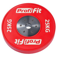 Диск профессиональный обрезиненный цветной d51 мм, 25 кг Profi-Fit красный