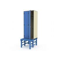 Шкаф для раздевалок HPL пластик ТС 2-1 на скамье-подставке (2 секции)