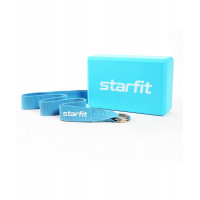 Комплект из блока и ремня для йоги Star Fit YB-205 синий пастель