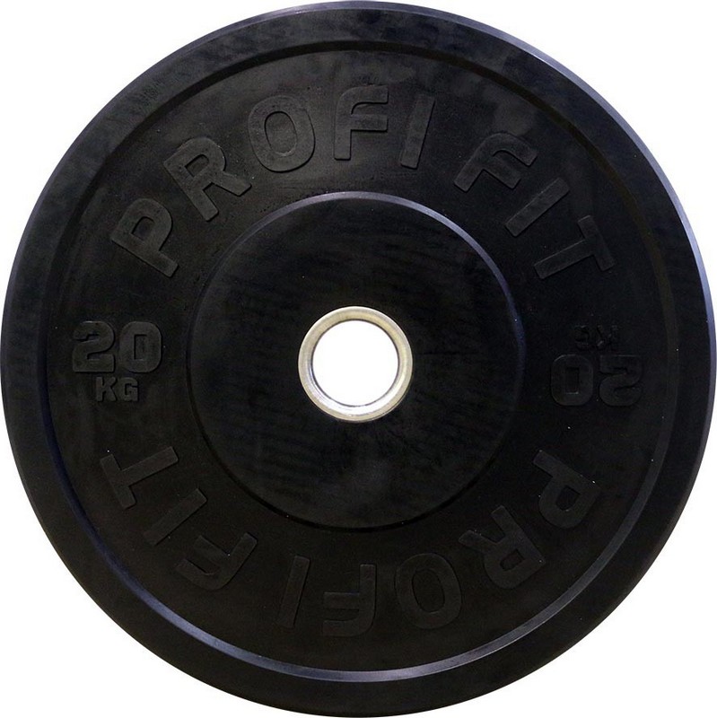 Диск для штанги Profi-Fit каучуковый, черный, d51 20кг 799_800