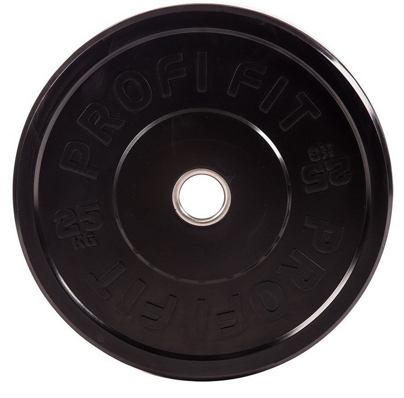 Диск для штанги каучуковый, черный, d51 25кг Profi-Fit 800_787