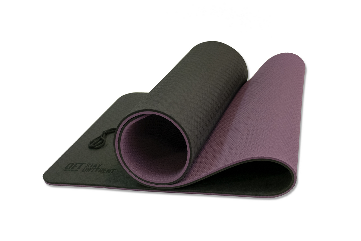 Коврик для йоги 10 мм двухслойный TPE черно-фиолетовый Original Fit.Tools FT-YGM10-TPE-BPP 1197_800