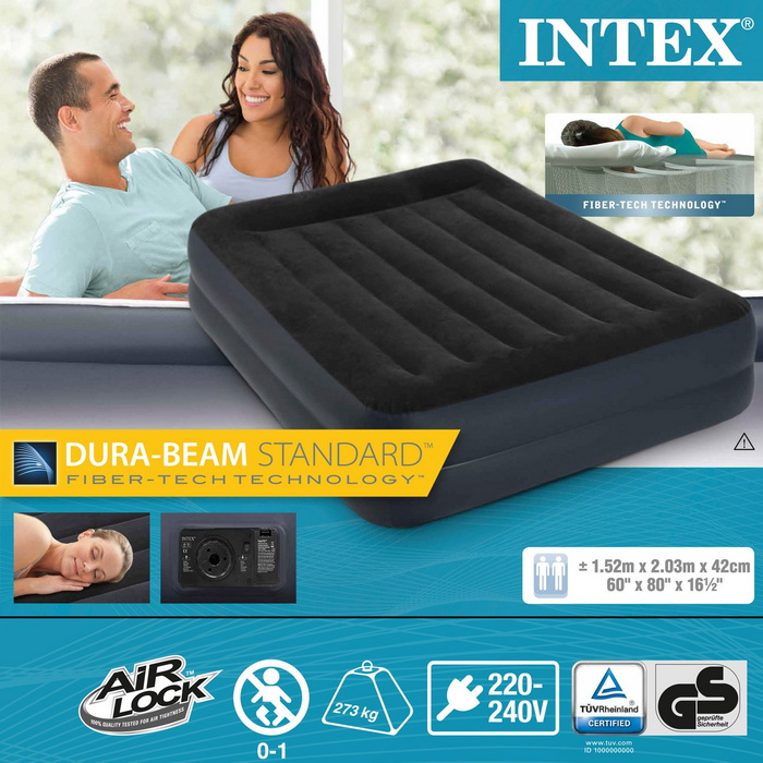 Надувная кровать Intex Pillow Rest Raised Bed 152х203х42см встроенный насос 220V 64124 700_700