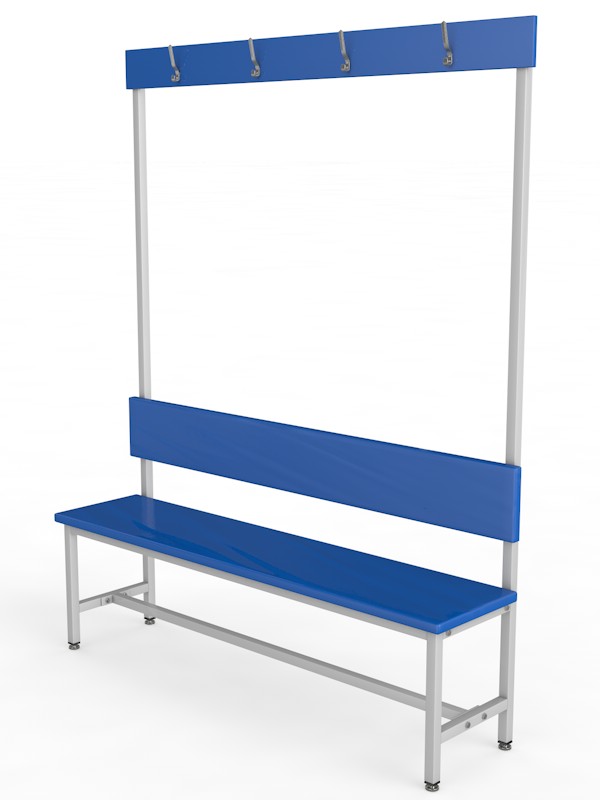 Скамейка для раздевалки с вешалкой, односторонняя, мягкая, 250см Glav 10.5000-2500 600_800