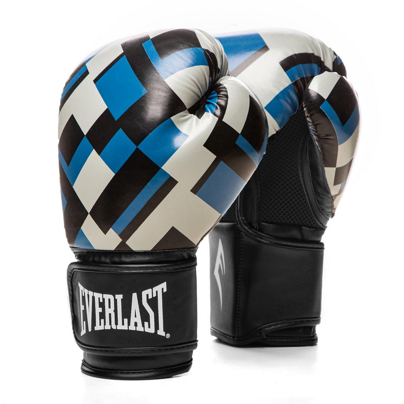 Перчатки тренировочные Everlast Spark 14oz син. клетка 800_800