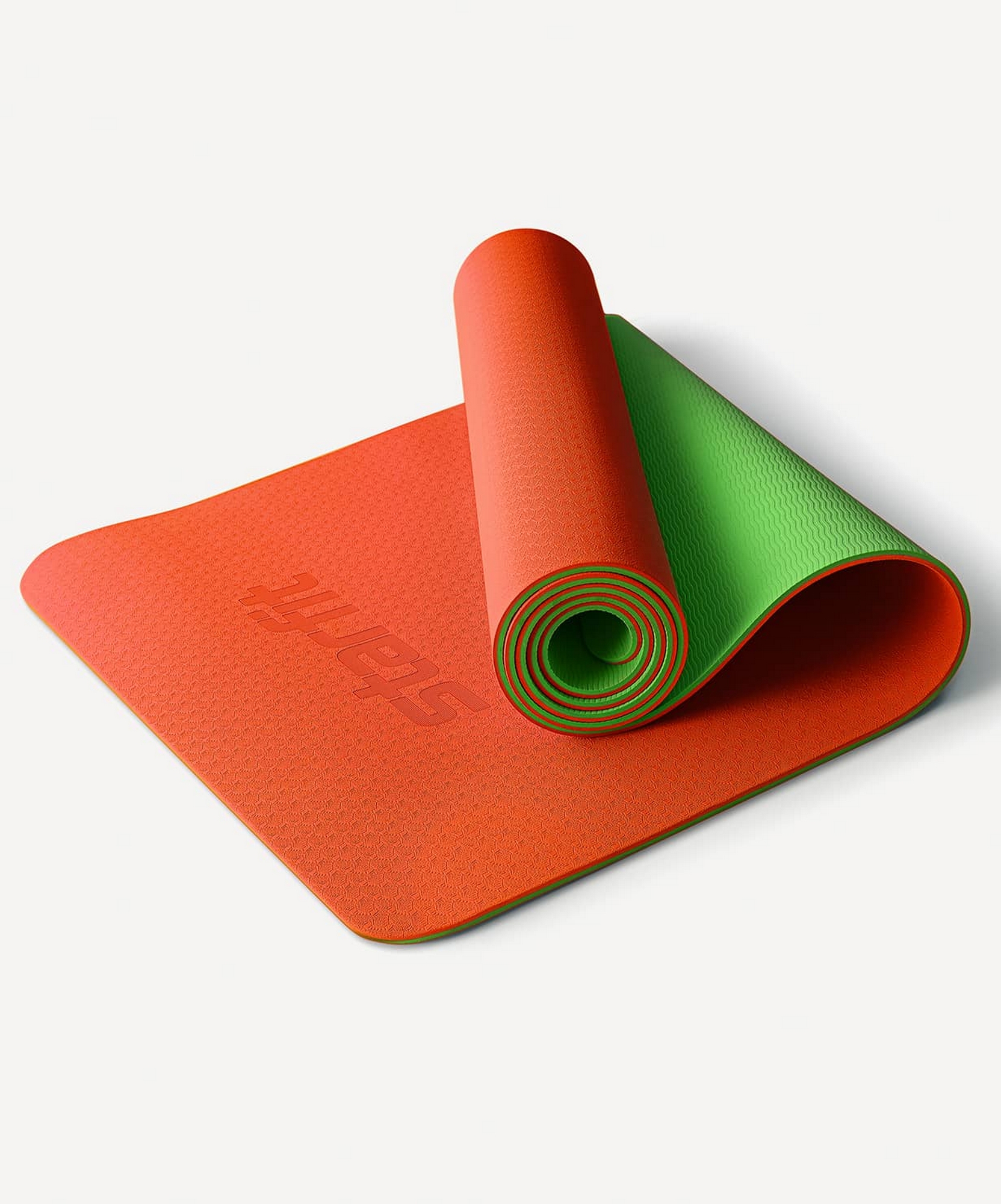 Коврик для йоги и фитнеса, TPE, 183x61x0,4см Star Fit FM-201 оранжевый\зеленый 1663_2000