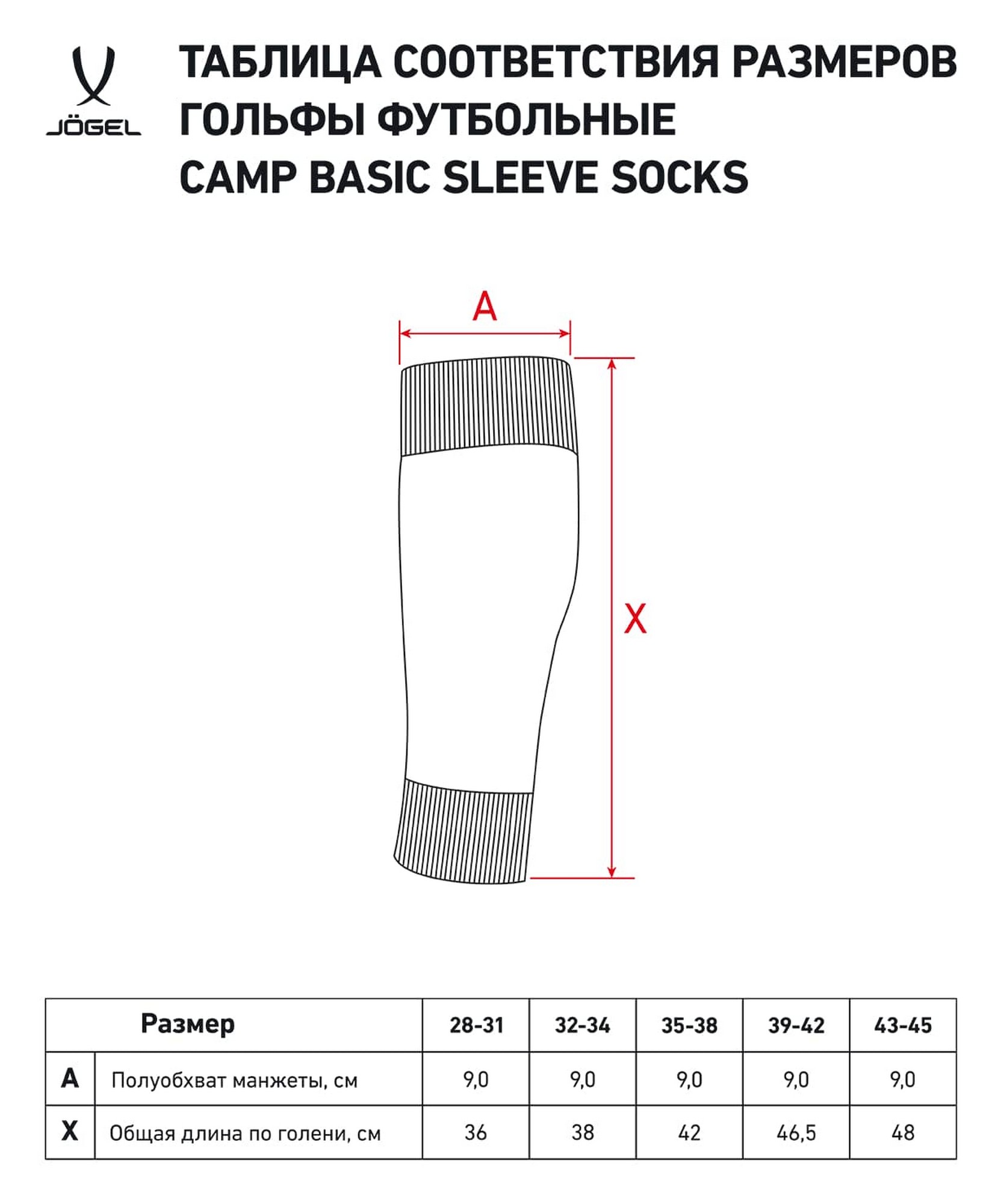 Гетры футбольные Jogel Camp Basic Sleeve Socks, красный\белый 1663_2000