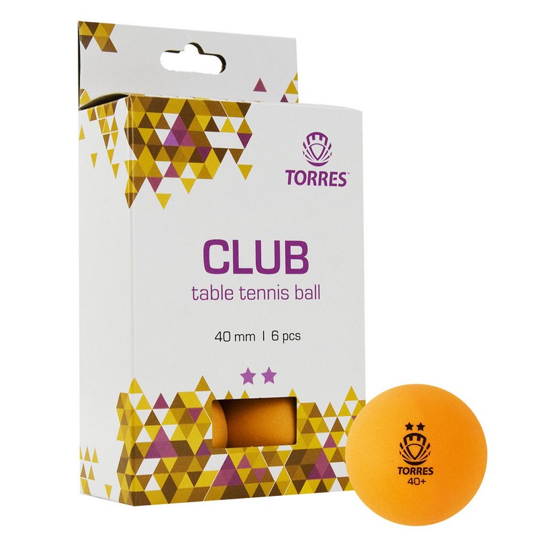 Мяч для настольного тенниса Torres Club 2* TT21013 6 шт, оранжевый 800_800