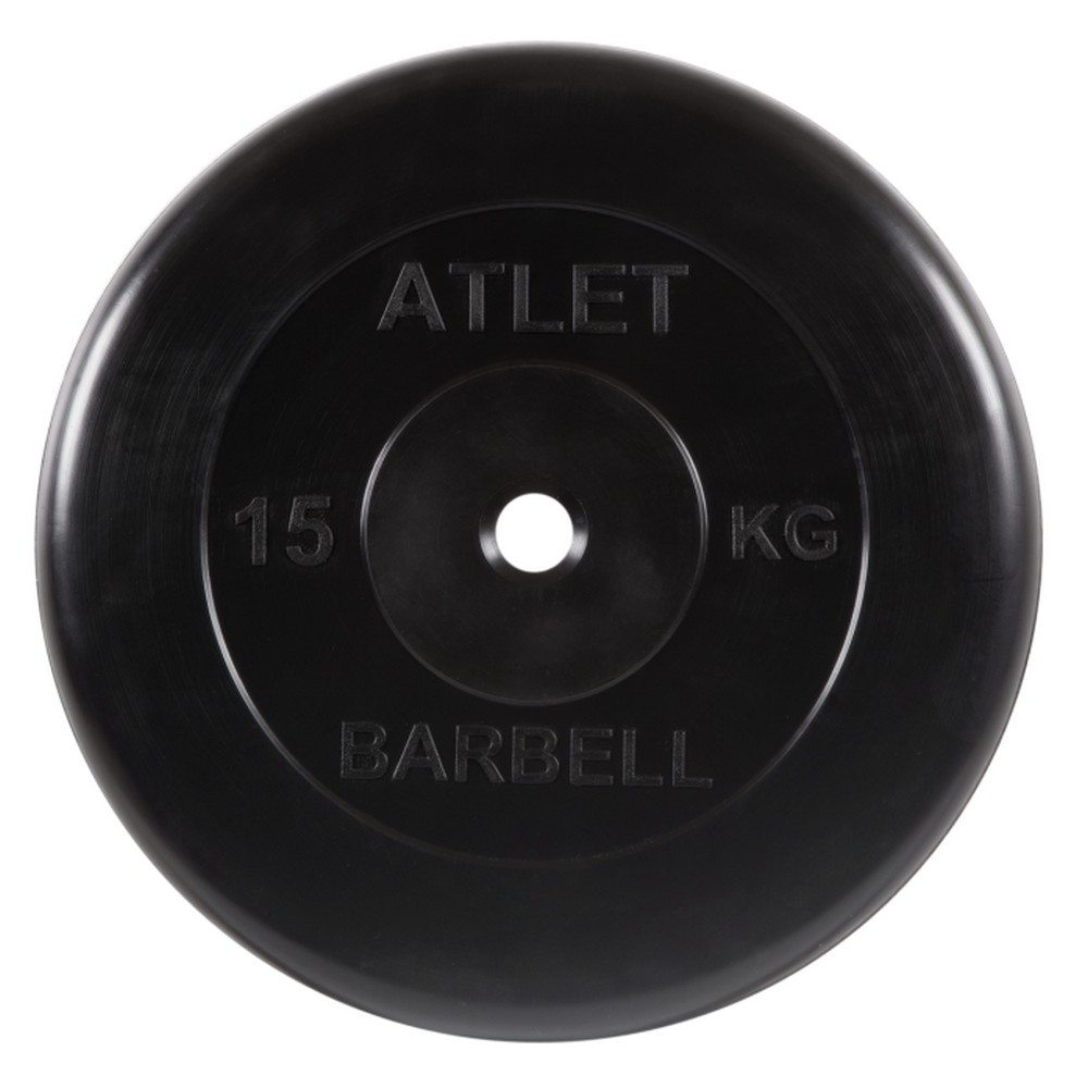 Диск обрезиненный d31мм MB Barbell Atlet 15кг черный MB-AtletB31-15 1000_1000