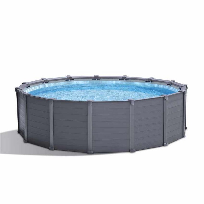 Каркасный бассейн круглый 478х124cм Intex Graphite gray panel 26384 800_800