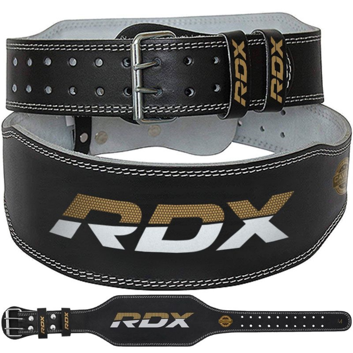 Пояс RDX 4" Leather WBS-4RB черный\золотой 1200_1200