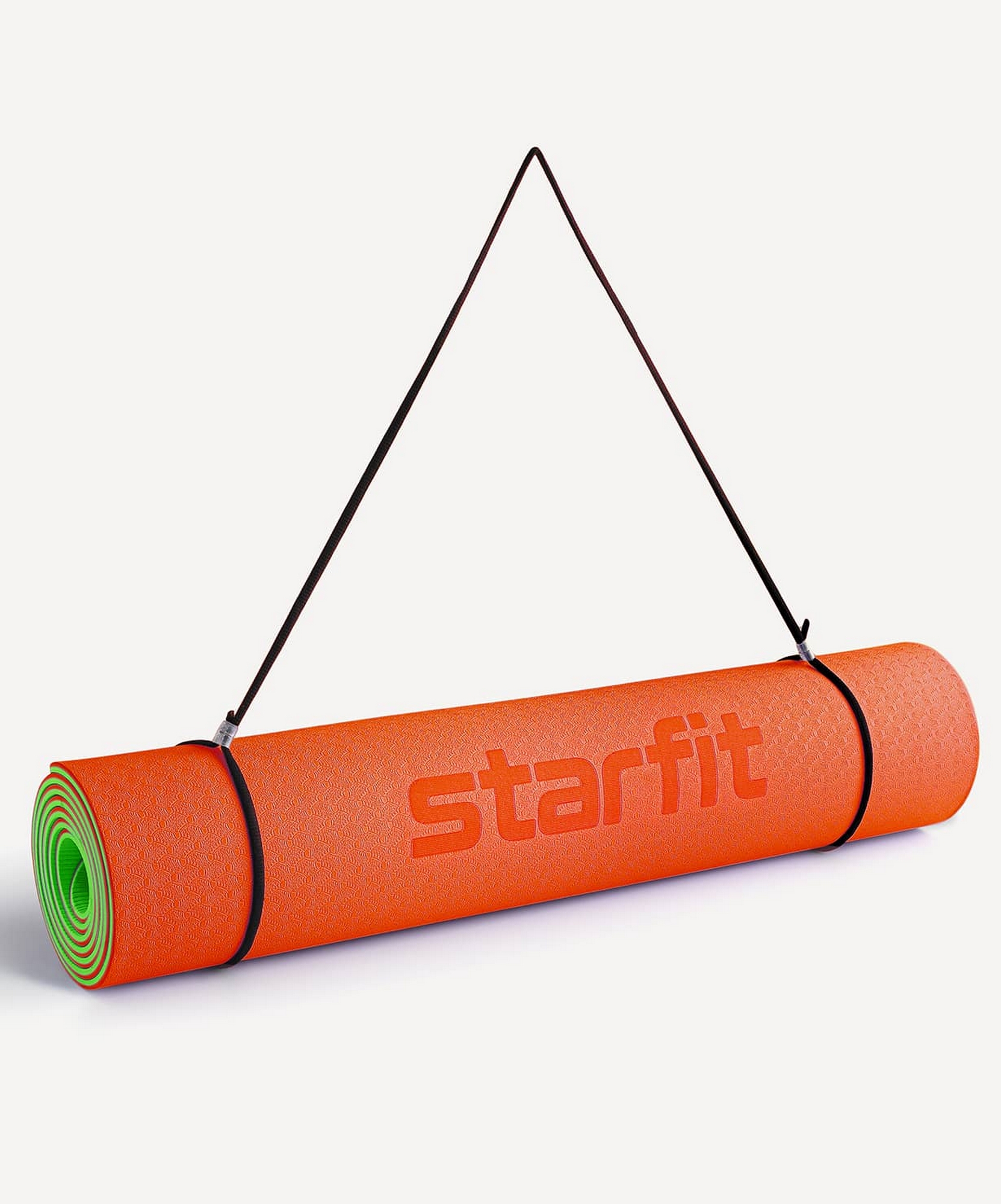 Коврик для йоги и фитнеса, TPE, 183x61x0,4см Star Fit FM-201 оранжевый\зеленый 1663_2000