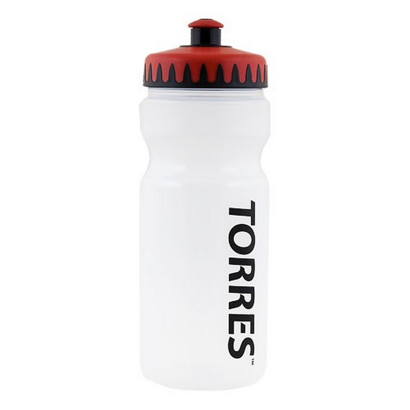 Бутылка для воды Torres 550 мл SS1027 прозрачная, красно-черная крышка 800_800