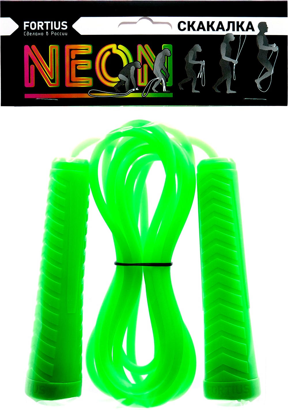 Скакалка Fortius Neon шнур 3 м в пакете (зеленая) 1000_1425