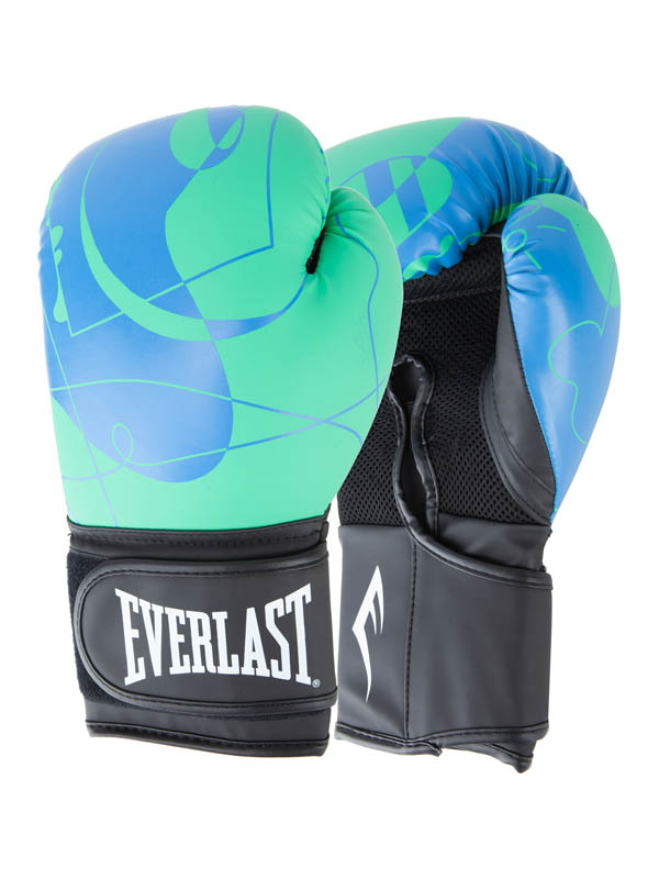 Перчатки тренировочные 16oz Everlast Spark P00002805 синий\зеленый 600_800