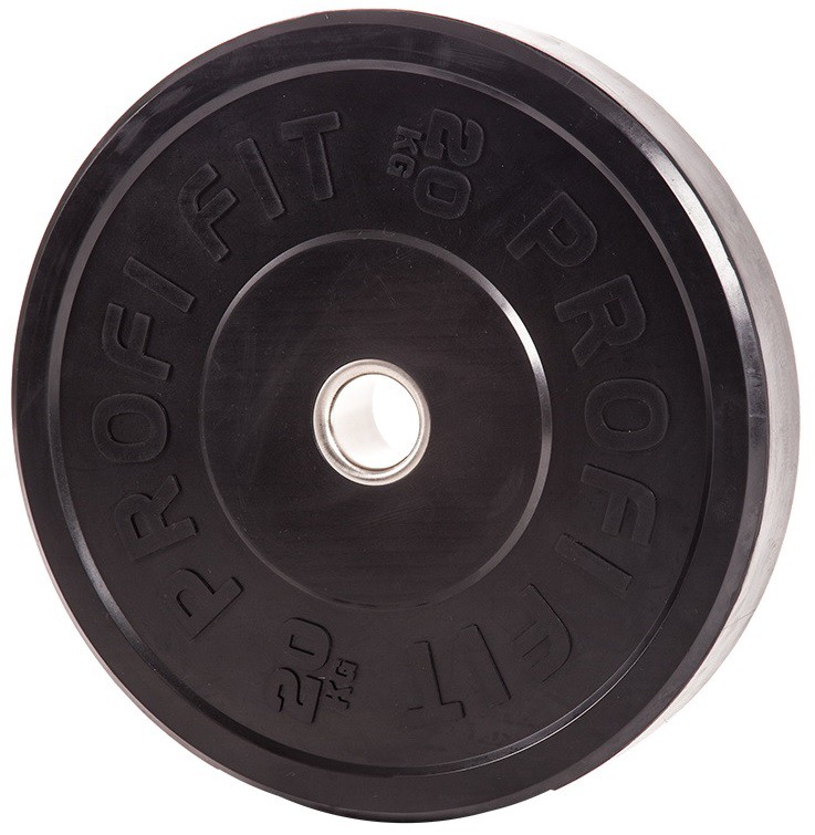 Диск для штанги каучуковый, черный, d51 20кг Profi-Fit 737_755