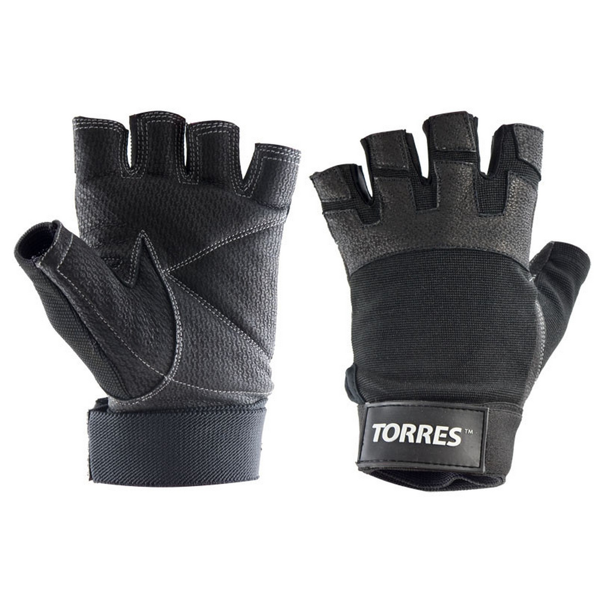 Перчатки для занятий спортом Torres нейлон,нат.кожа, подбив.6мм, напульсник PL6051 черный 2000_2000