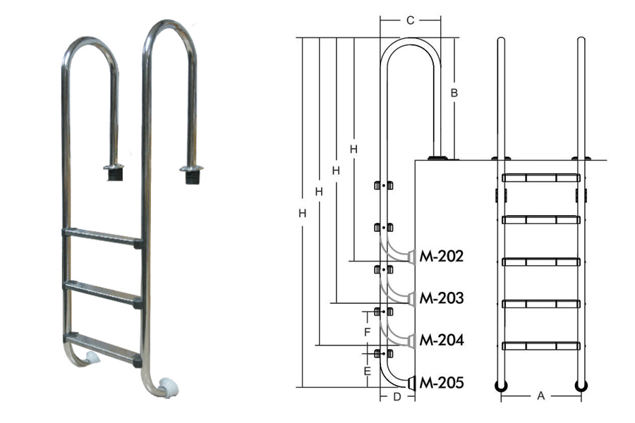 Лестница для бассейнов серии M M204 ПТК Спорт 021-0541 900_600