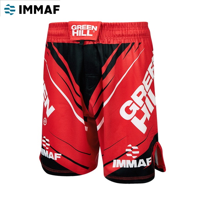 Шорты Green Hill MMA SHORT IMMAF approved MMI-4022, красные 700_700