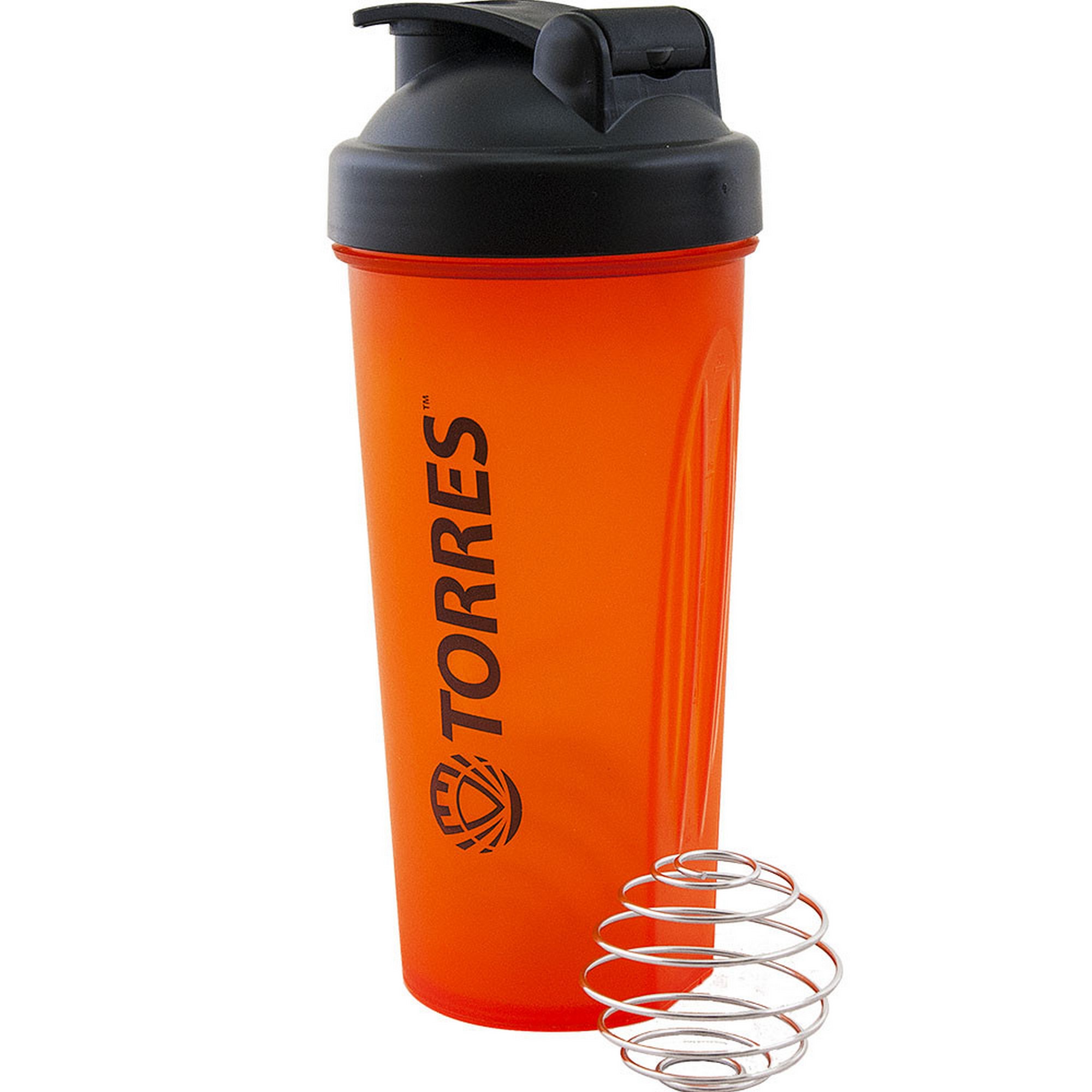 Шейкер спортивный Torres 600мл, пластик S01-600-02 черная крышка с колпачком, ярко-оранжевый 2000_2000