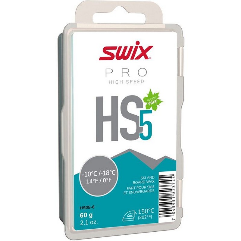 Парафин углеводородный Swix HS5 Turquoise (-10°С -18°С) 60 г HS05-6 800_800