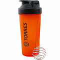 Шейкер спортивный Torres 600мл, пластик S01-600-02 черная крышка с колпачком, ярко-оранжевый 120_120